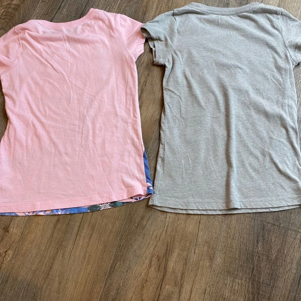 Disney Frozen Elsa Anna Graphic T-Shirt Bundle Pink‎ Gray Girls Size M 7-8 2PK